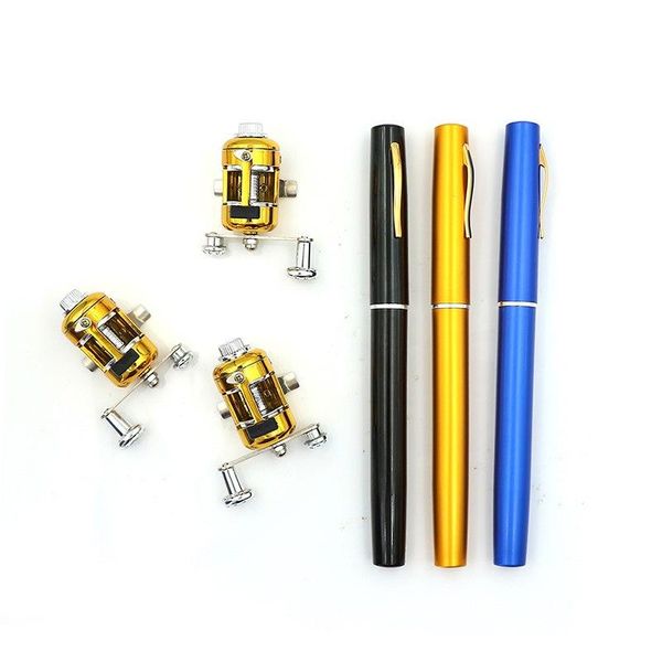 

mini portable pocket shape folded fishing rods with reel wheel eel pole pen boat