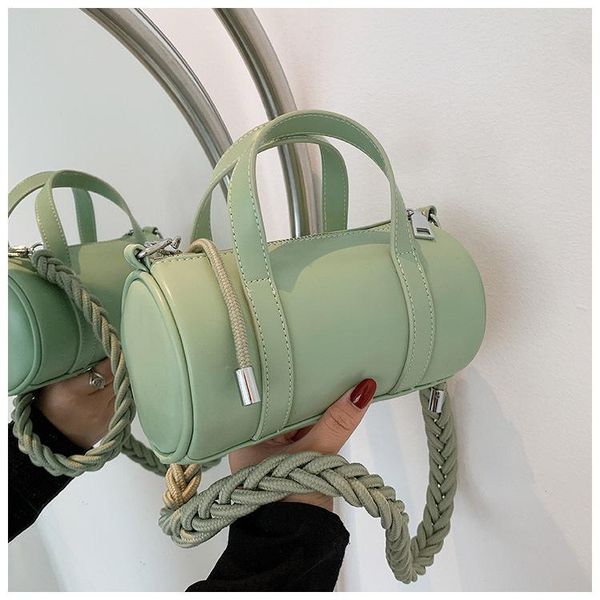 

evening bags simple solid color shoulder pu leather tote bag women messenger cylindrical crossbody ladies clutch