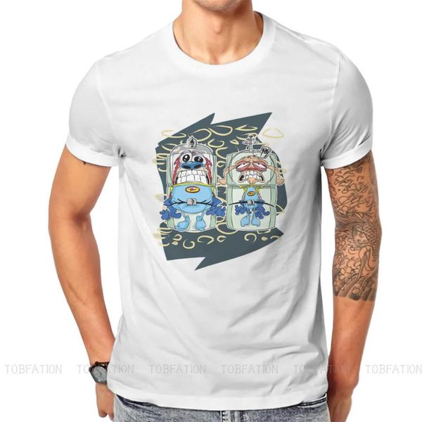 

men's t-shirts cool real round collar tshirt the ren & stimpy show fantasy pure cotton basic t shirt man's clothes individuality p, White;black