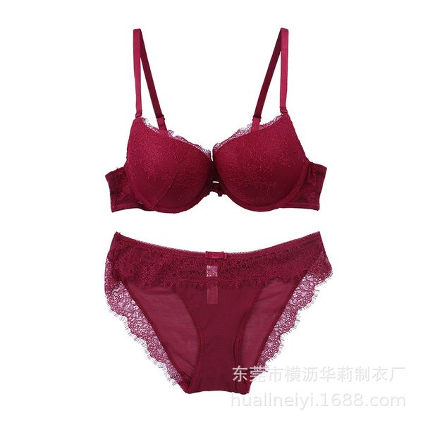 

bra set women's suit eyelash lace, Red;black