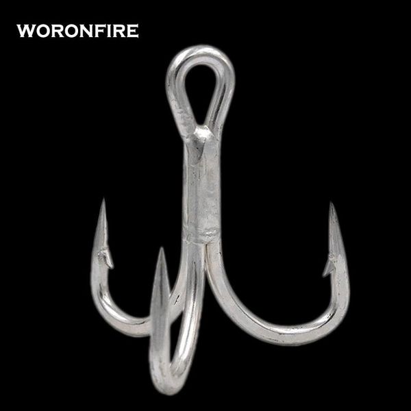

fishing hooks 10pcs/lot thicker treble hook strong pull 3/0# 2/0# 1/0# high carbon steel round folded triple for big fish