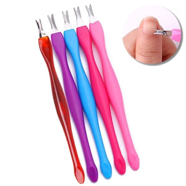 

5pcs stainless steel cuticle pusher nail art fork for dead skin nipper trimmer remover tools1