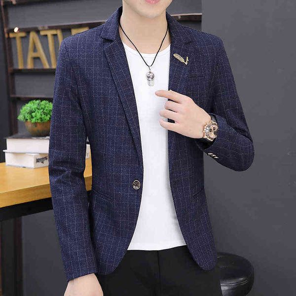 

luxury men's suits blazers 2021 spring autumn men's casual small youth korean version slim fitting british plaid suit single wt hs, White;black