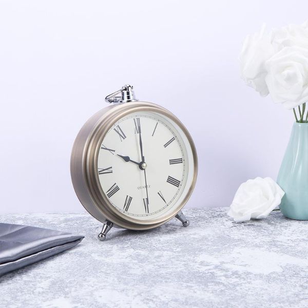

desk & table clocks metal alarm clock roman numerals bedside silent without battery