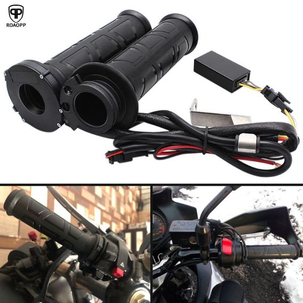 

handlebars roaopp auto black 7/8 motos motorcycle handlebar electric heated grips handle warmer manillar motocicleta