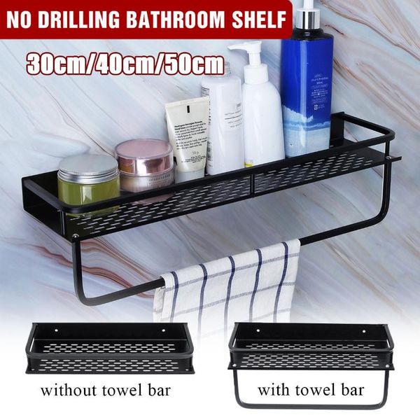 

bathroom shelves 30-50cm black shelf rack holder kitchen wall basket storage towel bar of punch aluminum