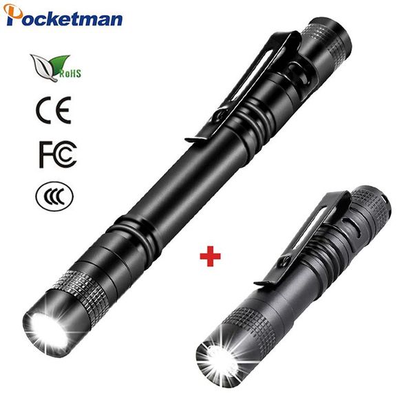

portable mini pen holder clip torch work light waterproof pocket flashlights torches