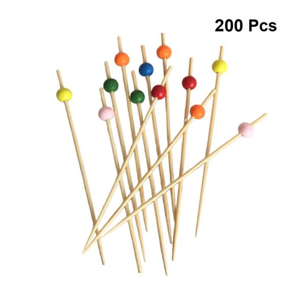 

100pcs disposable fruit picks bamboo cocktail drink sticks party supplies favors for bar forks