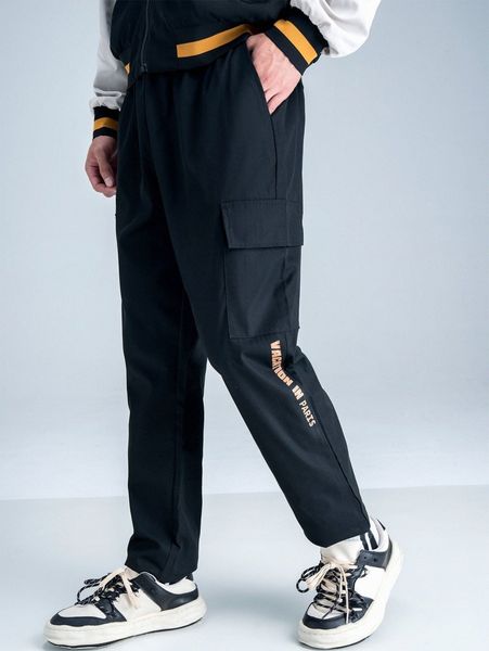 

men letter graphic utility pocket joggers x3r8#, Black