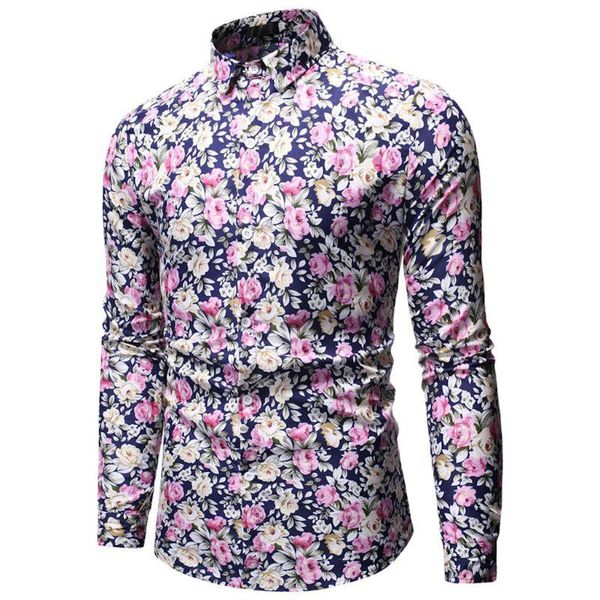 

men's casual shirts shirt fashion hawaiian style leisure printing long-sleeved blouse floral printed brand clothing 8.13, White;black
