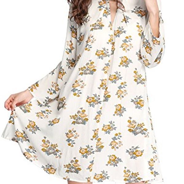 

casual dresses allegra k women's keyhole front oversized above knee boho floral swing dress twi1, Black;gray