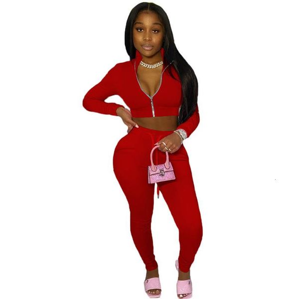 

sporty workout zipper up long sleeve crop and drawstring jogger leggings fitness tracksuit streetwear two piece tracksuits, Gray