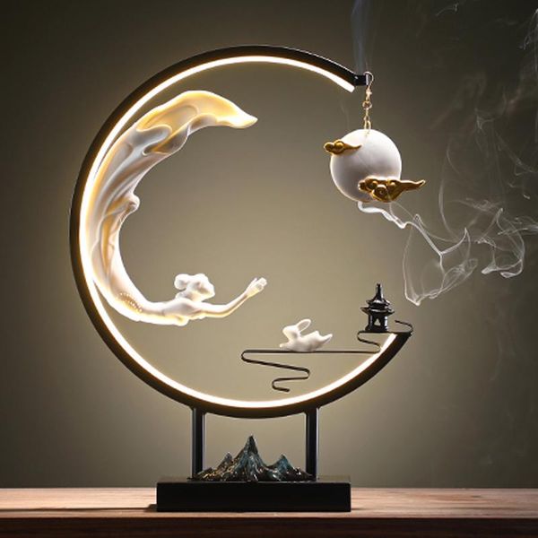 

fragrance lamps backflow incense burner stand lamp smoke fountain mosquito coil holder quemador incienso spiritual decor yd50xl