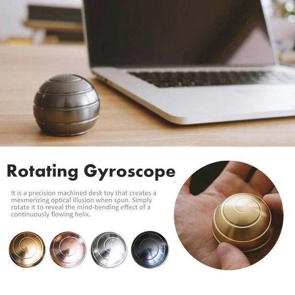 

38mm Desktop Decompression Rotating Spherical Gyroscope Toys Office Desk Fidget Toys Optical Illusion Flowing Finger Adult Gifts