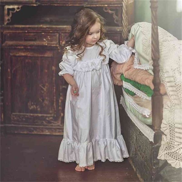

cute children girl's lolita dress princess sleepshirts lace ruffle nightgowns.victorian toddler kids nightdress sleep loungewear 210729, Blue;red