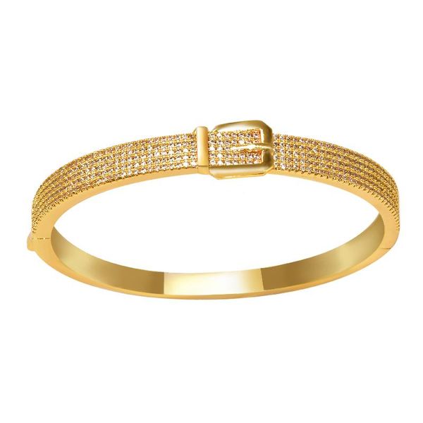 

bangle belt shape full natural zirconia stone cuff charm bangles jewelry crystal copper metal women bracelets, Black