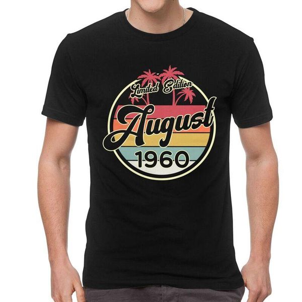 

men's t-shirts vintage august 1960 t shirt mens cotton printing t-shirt fashion tshirt short sleeve 60th birthday gift idea tees, White;black