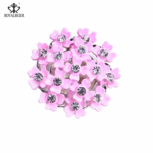 

charm bracelets royalbeier 1pc mix flower metal snap button rhinestone crystal fit 18/20mm diy accessories for women jewelry km01251, Golden;silver
