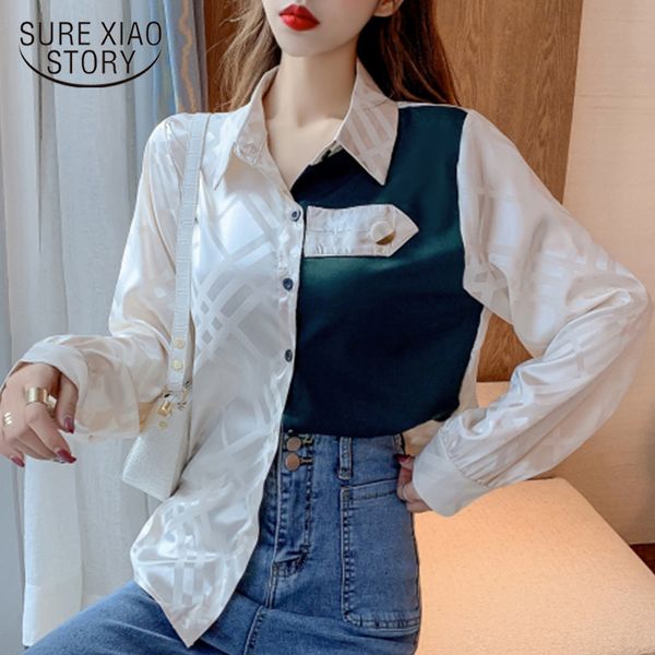 Frühling Vintage Koreanische Chiffon Hemd Elegante Büro Dame Bluse Langarm Mode Frauen Top und Tops Blusas 8553 50 210510