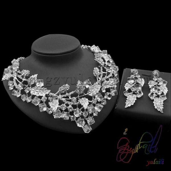 

earrings & necklace wedding party jewelry rhinestones fashion set, Silver