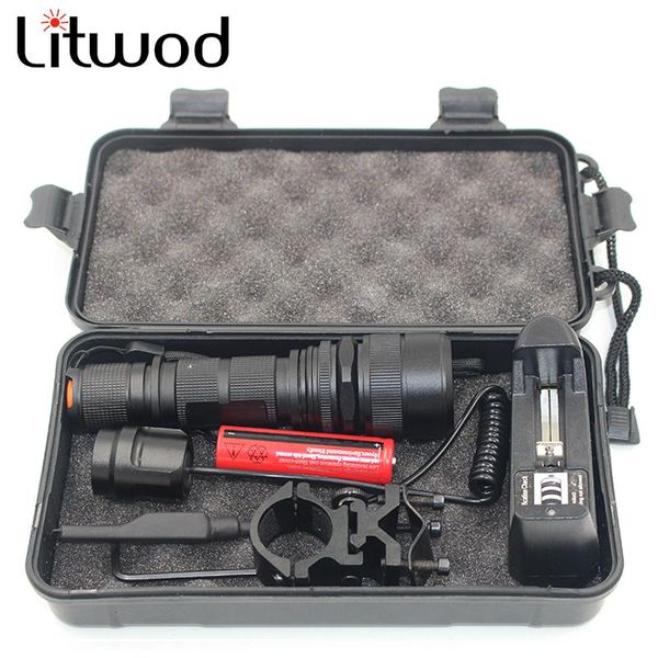 

litwod led tactical cree xml-l2 5000lm zoom aluminum remote switch usb rechargeable for hunting flashlights torches