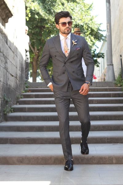

custom made men's suit 2020 wedding tuxedos formal stripe man suits groom, Black