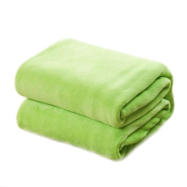 

storage bags pure color flannel fleece blanket couch bed sheet(green)