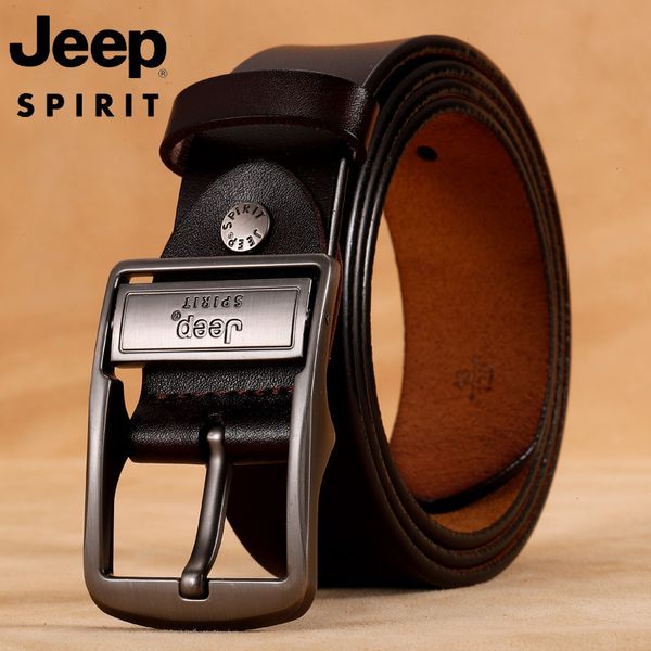 

jeepspirit men's two-layer leather pin buckle belt om18cd996bt0346, Black;brown