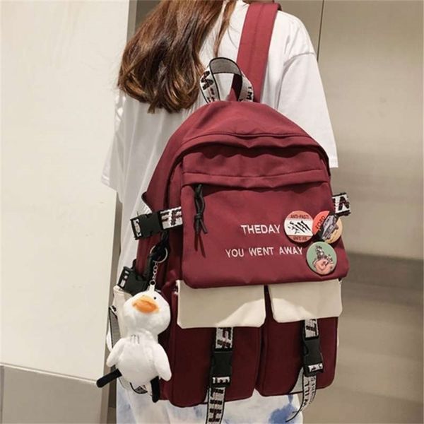 EST Fashion Women Zaino Laptop Mochila Duck Print School Bag Teenager Girl Bookbag Zaino Femal Leisure Travel Bagpack 210929