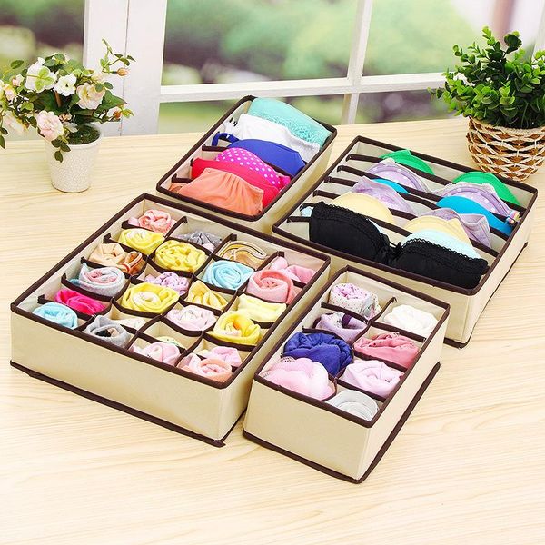 

storage drawers 4pcs/set home boxes underwear bra organizer foldable box for scarfs socks closet wardrobe organizers