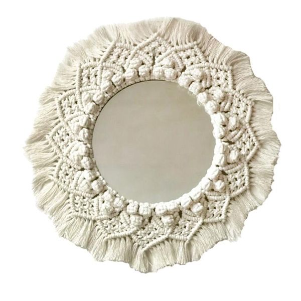 

mirrors boho macrame wall mount mirror handmade woven tassel hanging tapestry makeup for home decor