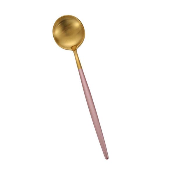 

spoons stainless steel western serving spoon creative mirror polishing coffee stirring tea (pink and golden)