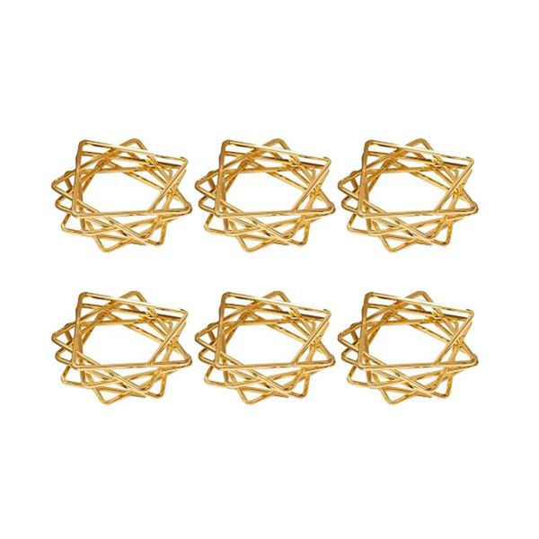 

-6pcs polygon star design napkin rings metal holders for wedding birthday party decorations golden