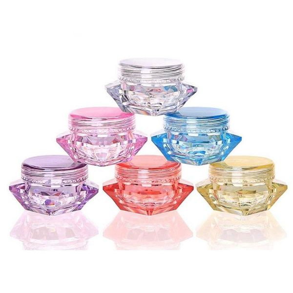 

storage bottles & jars 50pcs 5ml contain sample empty container plastic clear cosmetic pot with lids diamond-shape makeup