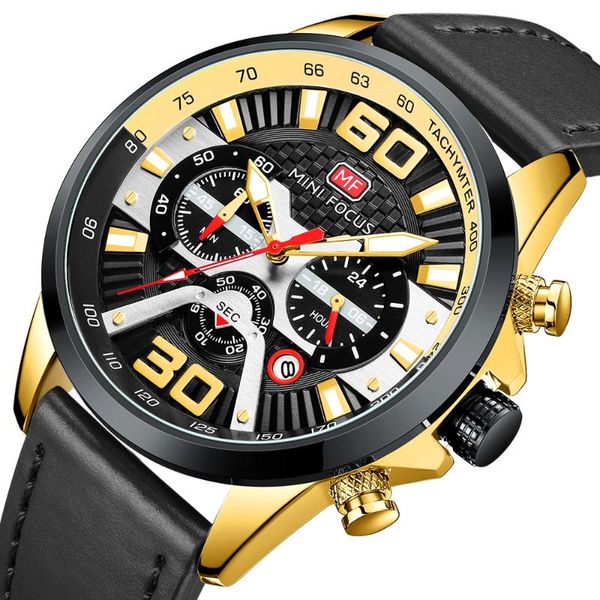 

wristwatches mini focus men watches stainless steel leather strap fashion quartz sport clock relogio masculino, Slivery;brown
