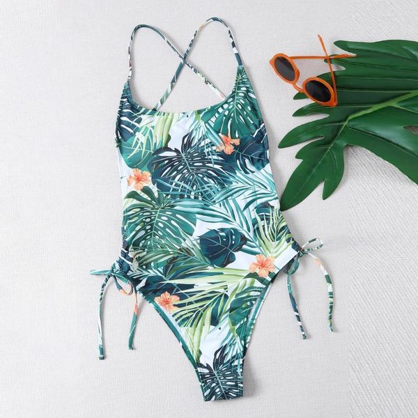 

women's swimwear swimming suit women floral print push-up padded bra strappy bandage bikini set swimsuit tankini, White;black