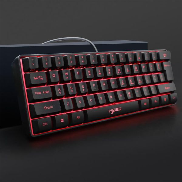

gaming 61keys backlit ergonomic usb wired keyboard single light breathing for pc waterproof computer keyboards
