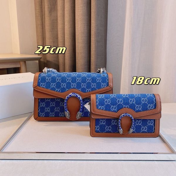 

2021 new trend fashion retro leather underarm horse clasp casual old denim messenger chain bag crossbody bag ysj