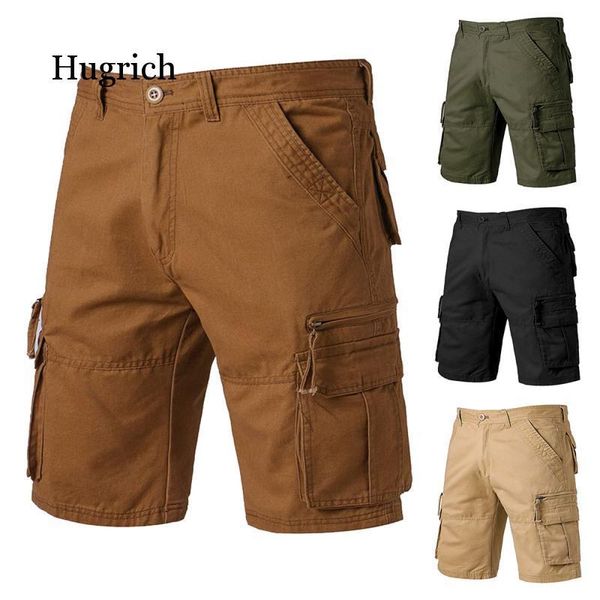 

cotton shorts men cargo multi-pockets summer casual work knee length plus size men's, White;black