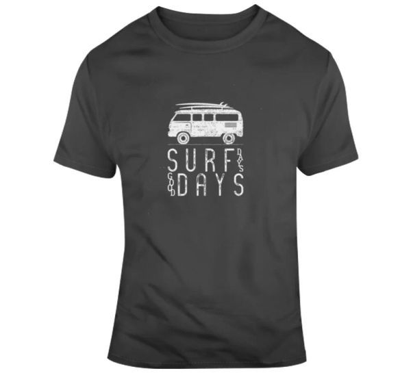 

surf days surfing t shirt, White;black