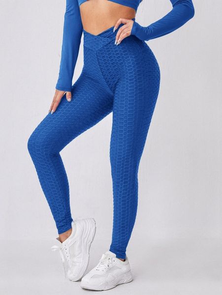 

overlay waist honeycomb textured leggings l79v#, Black