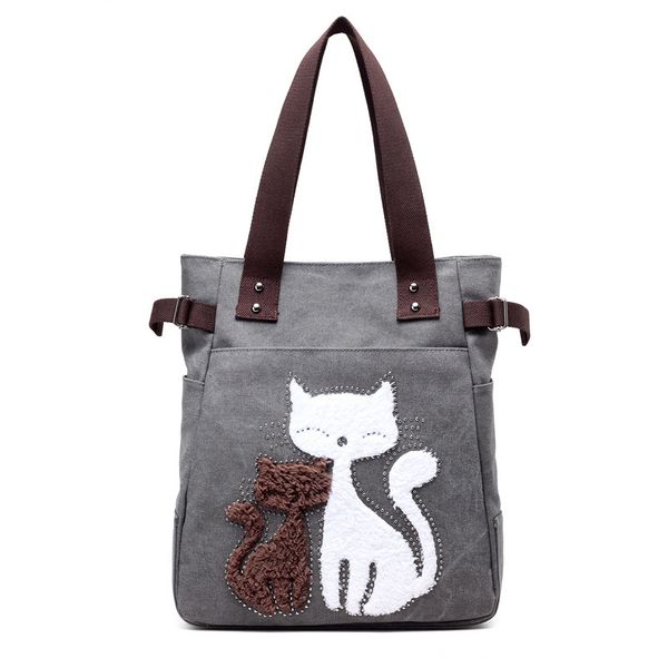 

dinner bag fashion cartoon cat canvas girl shoulder bag womens bags handbags