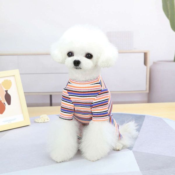 

the dog clothes spring and four corner stripe summer thin breathable dog cat pet clothing