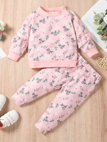 

baby floral print sweatshirt & sweatpants she, White