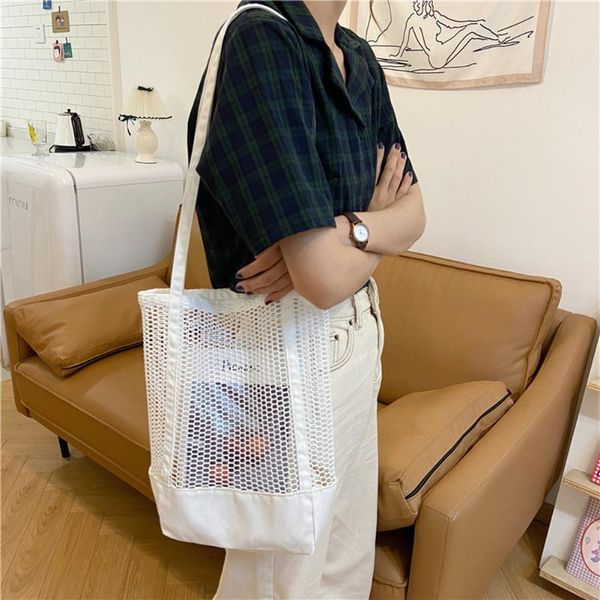 

evening bags beach bag canvas shoulder mesh net handbag dry wet crossbody lady messenger totes for women picnic swimming travel