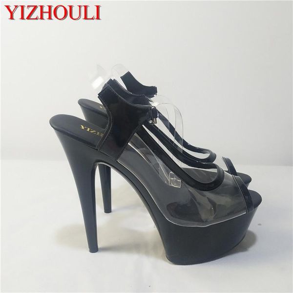 

"heels, summer wedding sandals, 15 cm see-through sandal sandals, Black