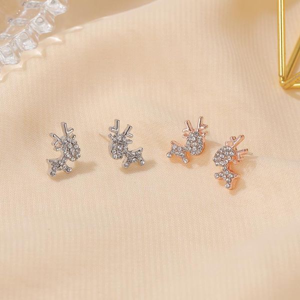 

dangle & chandelier christmas cute elk earrings for women vintage animal metal ear studs aesthetic fawn all accessories party gift, Silver