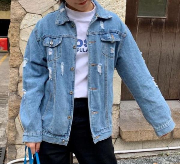 

women's jackets coats good quality loose wash wear long sleeve denim ygcg, Black;brown