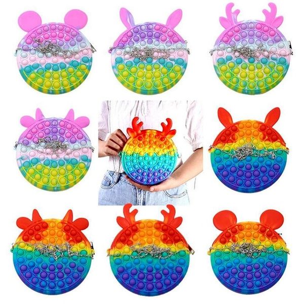 

fidget toys reliver antistress toy rainbow push bubble simpl dimmer silicone anti stress bag children sensory game backpack a855