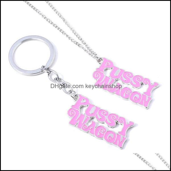 

keychains fashion accessories action movie kill bill pussy wagon logo alloy pendant necklace chain key chains keychain keyring drop delivery, Silver